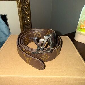 Louis Vuitton Brown Monogram Belt with Gold Accents